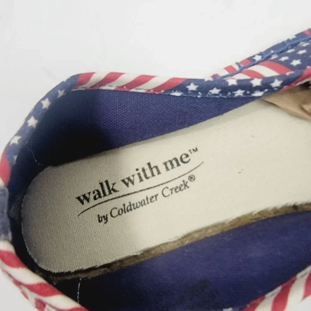 Coldwater Creek Stars and Stripes Americana USA Flag Escape Espadrilles Size 7